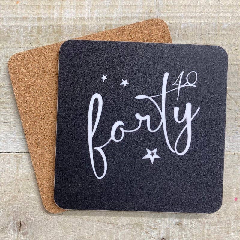 White Cotton Cards - Wholesale Coasters - Coaster - Age 40 (C-40)0