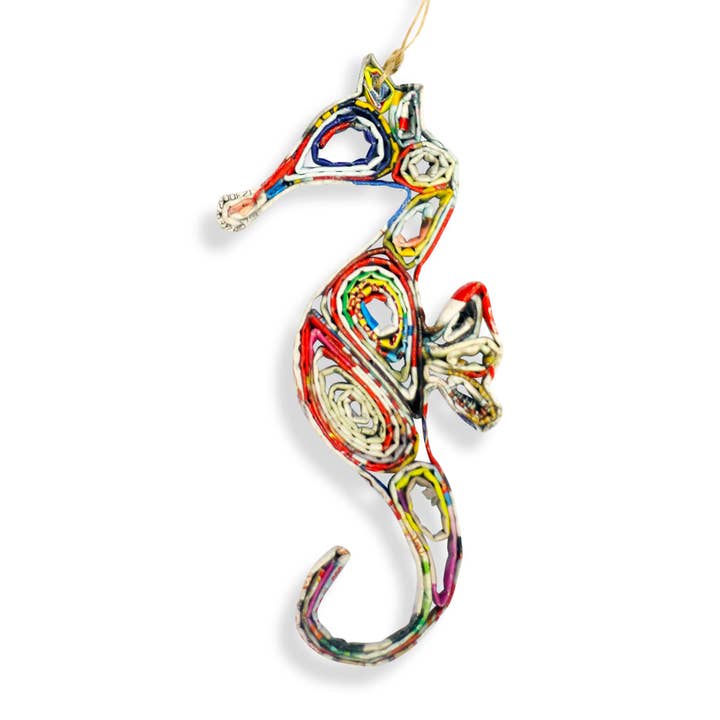 Sjöhäst (flerfärgad), handgjord återvunnet pappersprydnad för wholesale av REECII