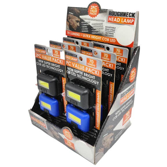 Novelty Brands - Wholesale Retailer Display - Home & Living - Roughneck LED Head Lamp Value 2 Pack - 6/Display3