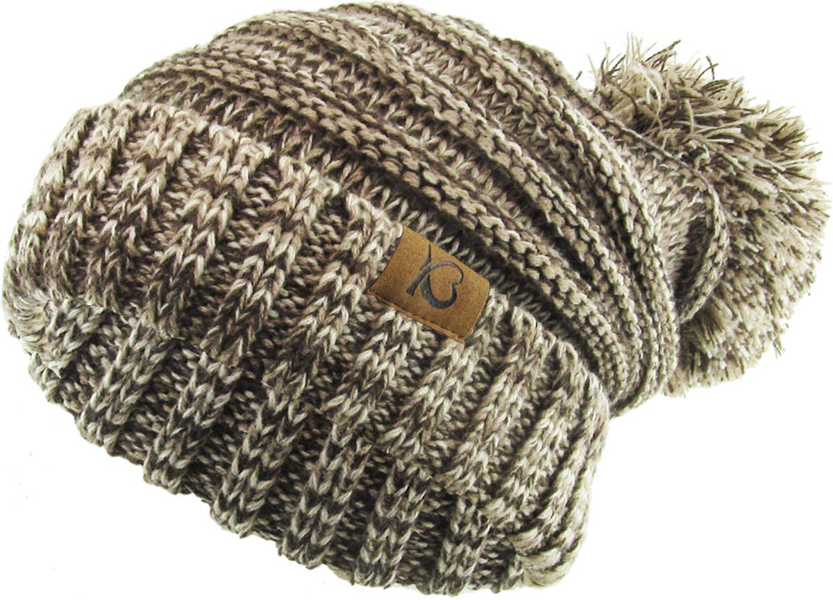 KBETHOS – Großhandel Beanie – Damen – Chunk Pom Pom Grobstrick-Mütze mit Zopfmuster und Rippenstrick4