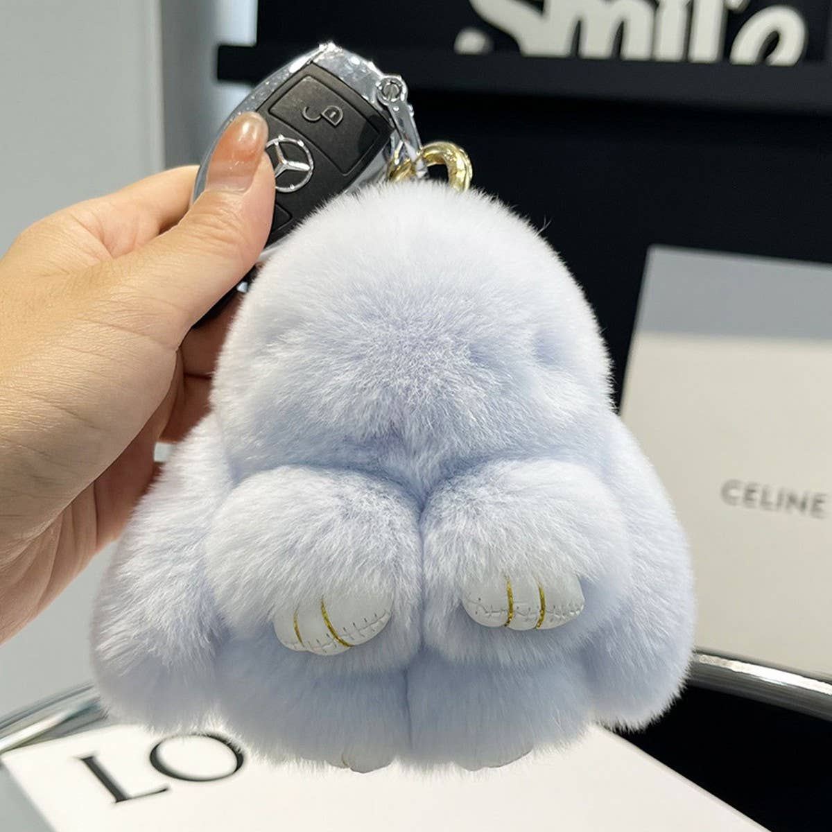 ACCITY - Wholesale Keychain - Unisex - NEW MINI CUTE PLUSH BUNNY CAR KEYCHAIN PENDANT_CWMM244812