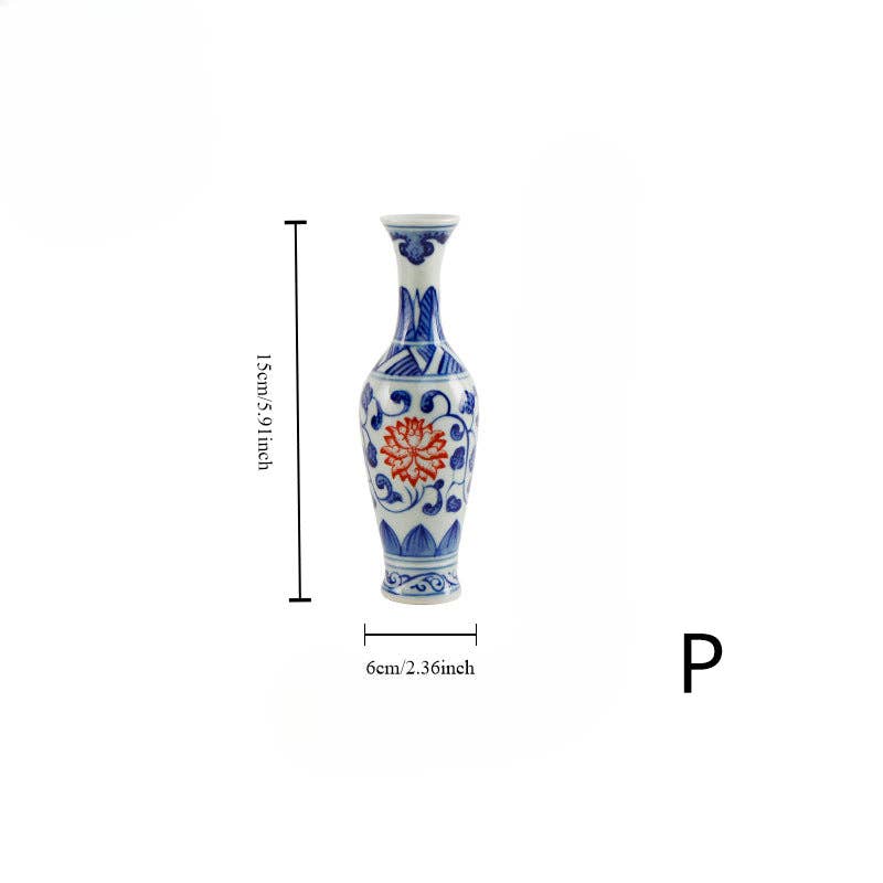 Gohobi （We cover U.S. import duties） - Wholesale Vase - Gohobi Hand-painted Blue and White Porcelain Vase (Red Flowers)15
