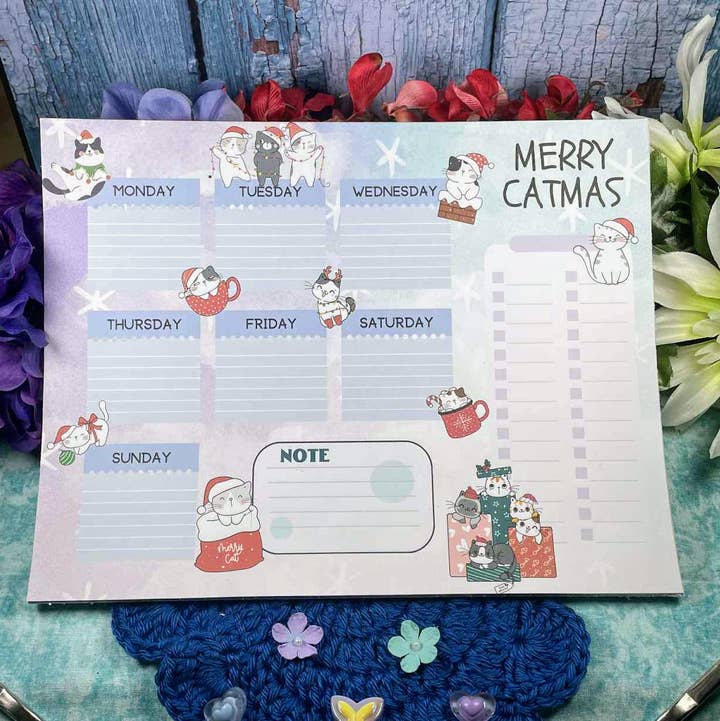 Autumnmist Boutique - Wholesale Planner - Merry Catmas Large Planner Notepad 8.5" x 11"0