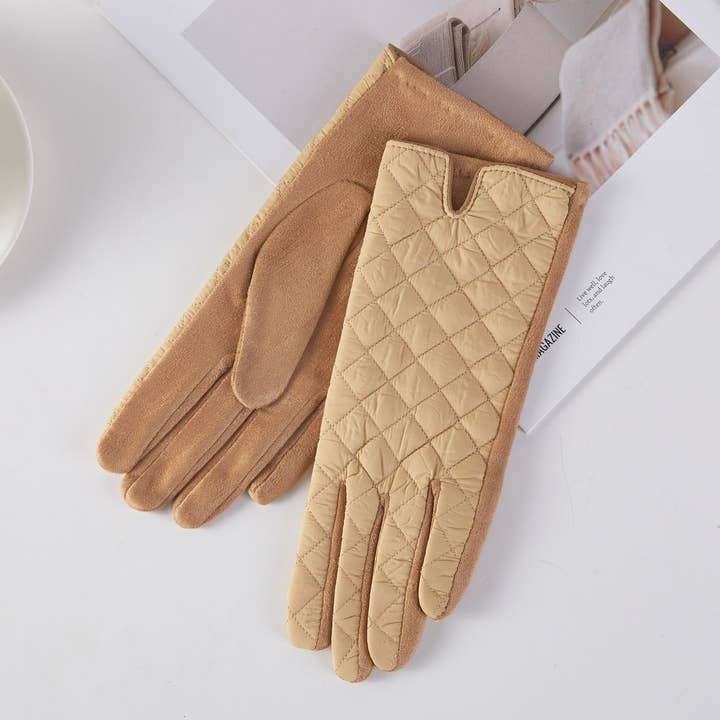 Hana - Wholesale Gloves - Women's - Quilted Diamond Pattern Center Opening  Gloves0