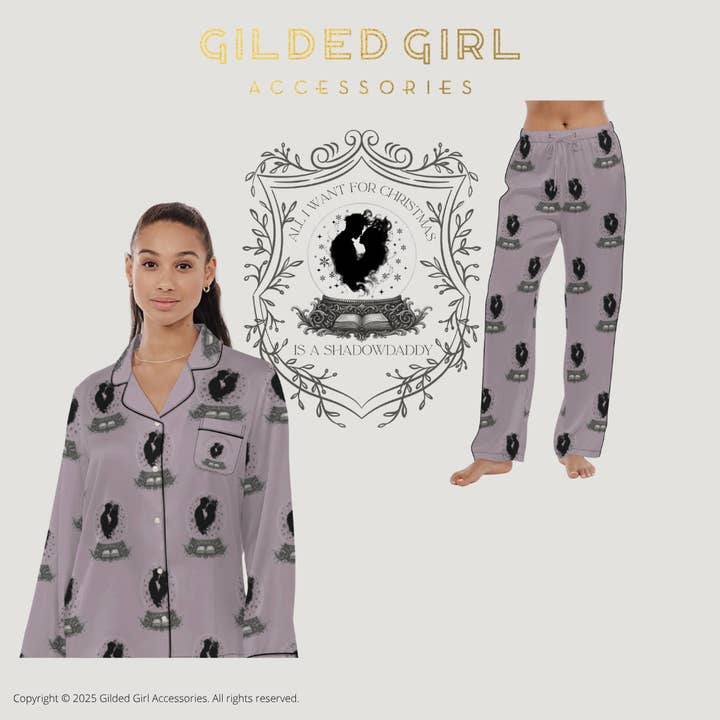 All I Want For Christmas is a Shadow Daddy - All Over Print Pajamas Women's Satin Pajama Pants for wholesale by Gilded Girl Accessories