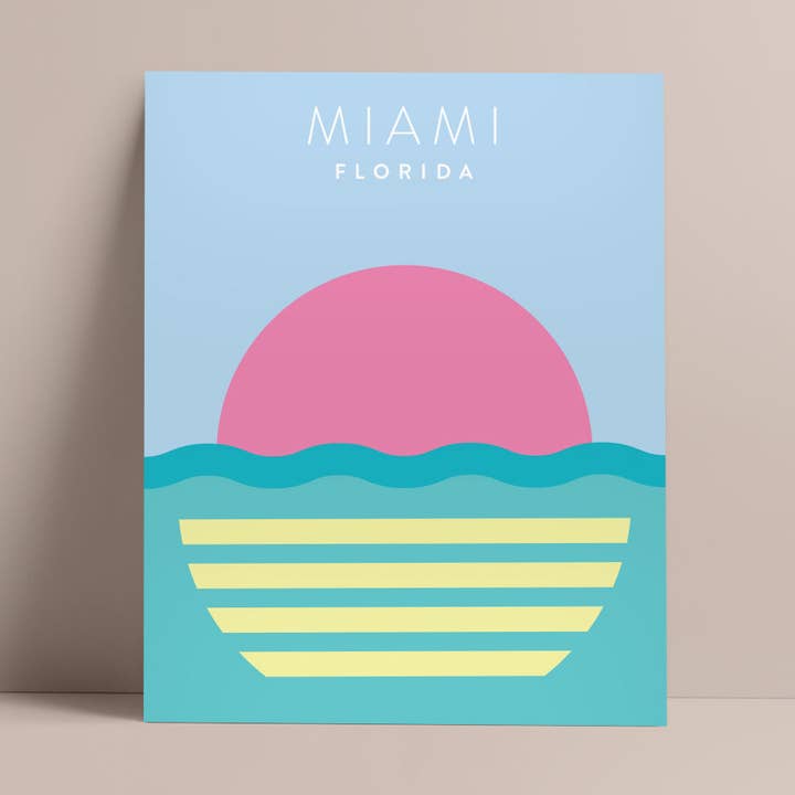 Miami, Florida minimalistisk väggkonst för wholesale av Backstory Map Co.