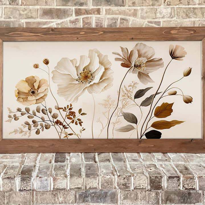 Neutrale florale gerahmte Wandkunst - Moderner Bauernhausstil für den Großhandel von Swinford Designs