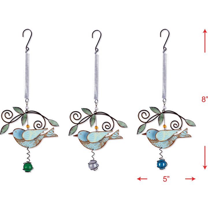 Bird Bouncy 3 Asst Ornament for wholesale by Sunset Vista Designs