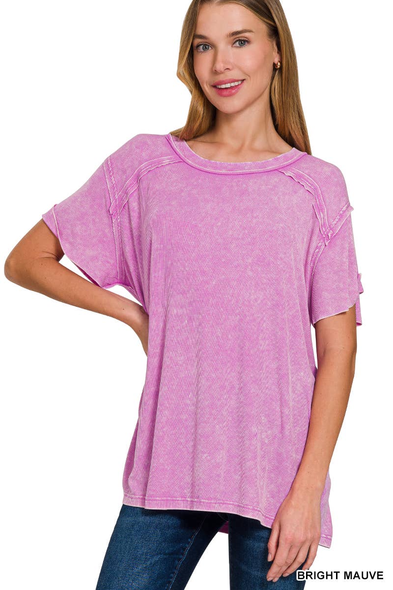 42POPS – Großhandel Strickoberteil – Damen – Geripptes Kurzarm-Oberteil mit Bootsausschnitt.13