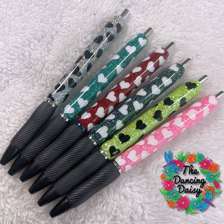 The Dancing Daisy - Wholesale Pen - CUSTOM EPOXY HEART PATTERN PENS5