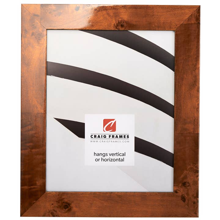 Craig Frames - Wholesale Picture Frame - 8.5x11 Photo Frame, Innovations Honey Brown Burl, Assembled