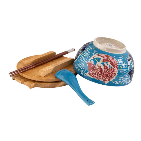 Urban Tokyo - Wholesale Serve Bowl - Japan Koi Fish Bowl w/ Chopsticks, Spoon, Lid and Trivet Set5