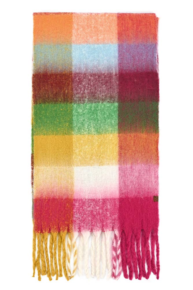 Hana - Wholesale Scarf - Women's - C.C Multi Color Block Plaid Check Pattern Woven Winter Scarf0