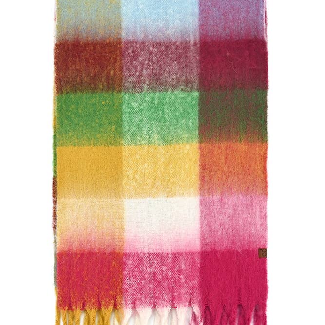 Hana - Wholesale Scarf - Women's - C.C Multi Color Block Plaid Check Pattern Woven Winter Scarf