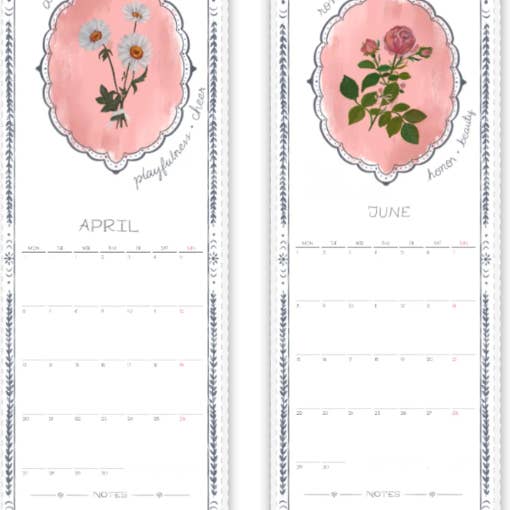 glad you're here co - Wholesale Calendar - 2026 Vintage Birth Flower Calendar • Hand‑Painted Botanical Wall / Desk Calendar • Cottagecore Floral Illustration Gift5