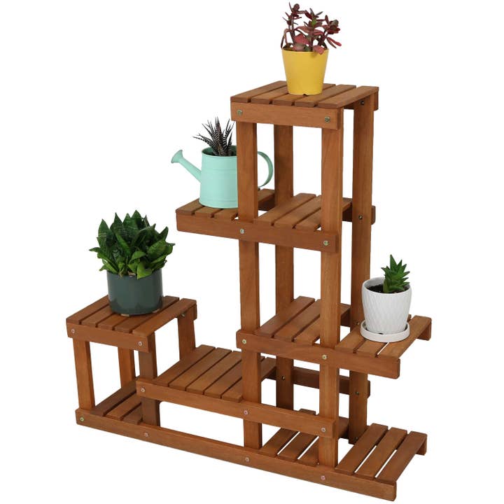 Sunnydaze Decor - Wholesale Plant Pot Stand - Meranti Wood Multi-Shelf Plant Stand - 36 in