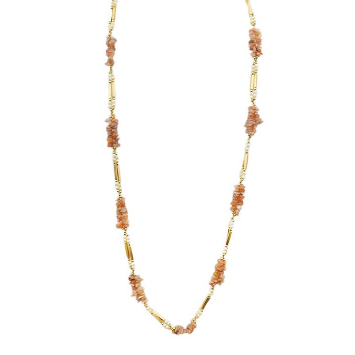 AMORINO SRL - Wholesale Beaded/Pearl Necklace - LONG NECKLACE WITH CRYSTALS AND STONES - HZM24144A863