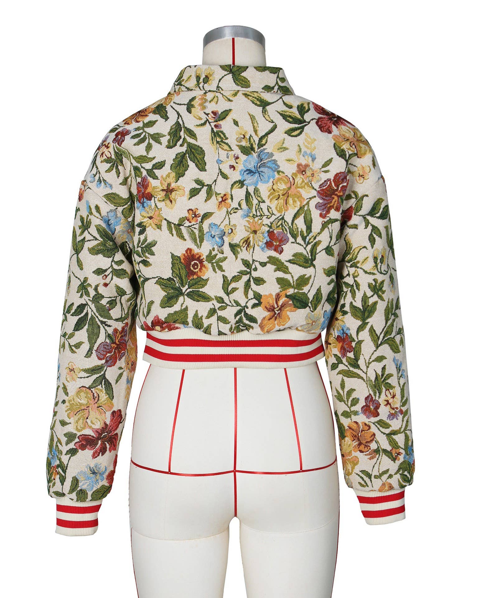 Rosa Clothing - Wholesale Jacket - Women's - Hip Hop Floral Jacquard Short Button-Down Jacket4