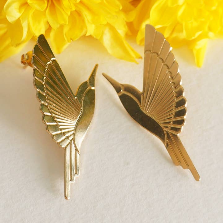 Kolibri-Ohrringe aus Messing für den Großhandel von Les Nanas ont du Chic