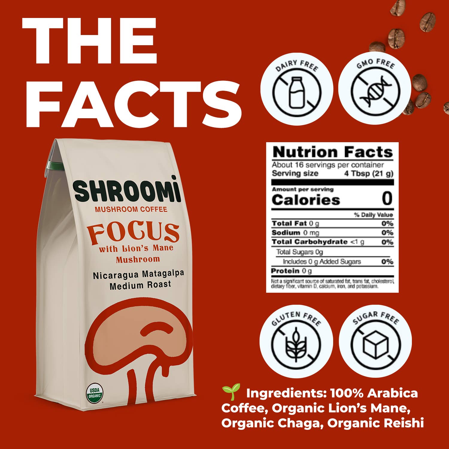 Shroomi - Wholesale Ground Coffee - Shroomi Mushroom Coffee - Medium Roast Nicaragua, Ground Organic Coffee, 10oz Bag3