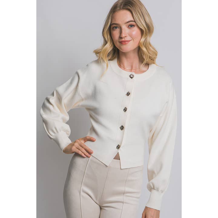 ',,,,.....Round Neck Cardigan W/Puff Sleeve and other Purchase Wholesale button down cardigan. Free Returns & Net 60 Terms on Faire trending on Faire.