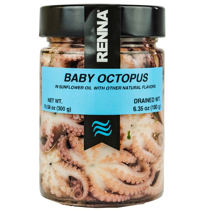 Renna, Baby Octopus, Small Octopus preserved in oil (10.58 oz) for wholesale by Wholesale Italian Food