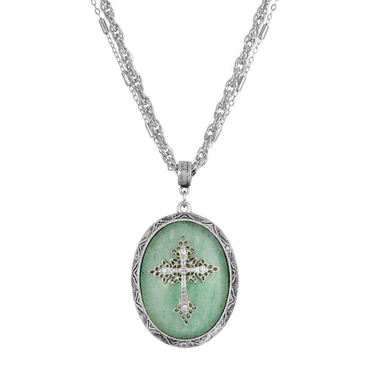 Symbols of Faith Multi Chain Oval Cross Necklace for wholesale by 1928 Jewelry