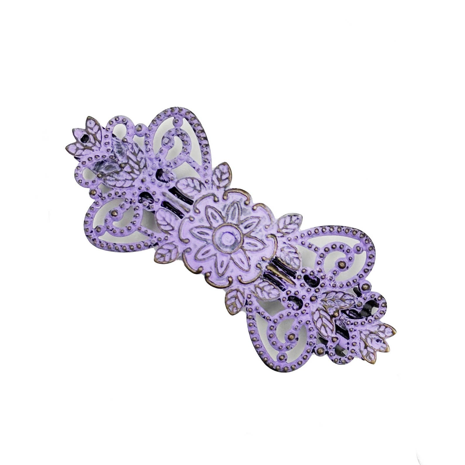 Gleeful Peacock - Wholesale Barrette - Women's - Beginnings Barrette - Hand-Painted Vintage Western2