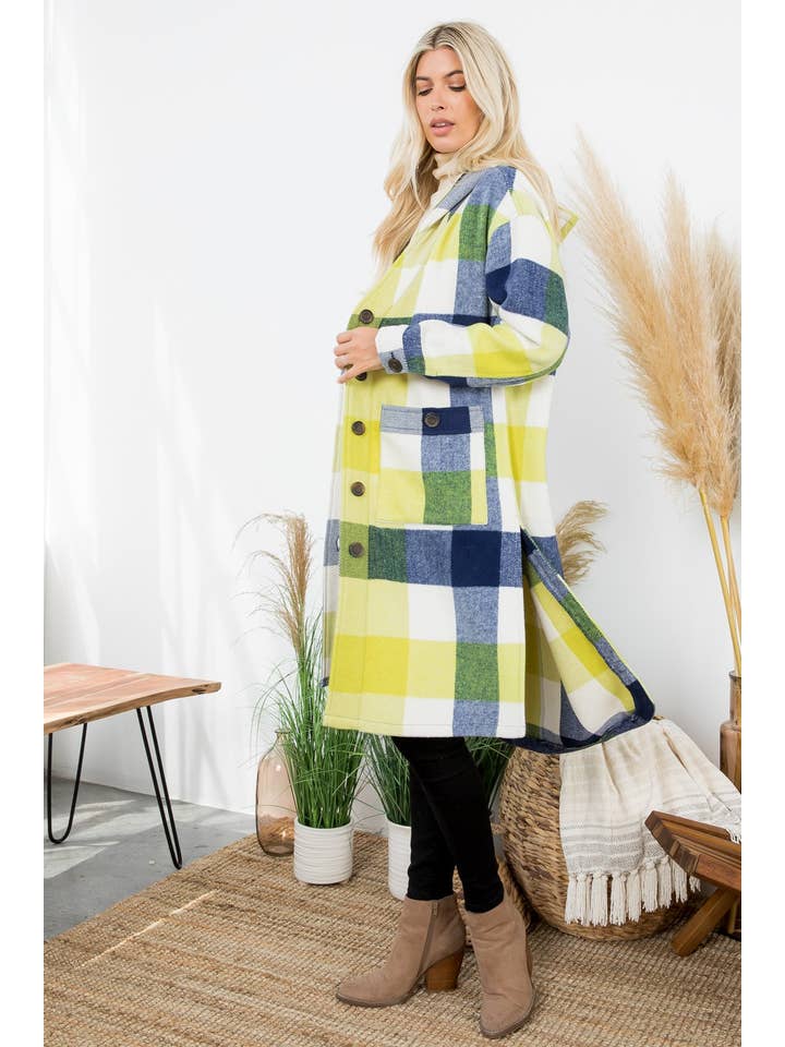 26 International - Wholesale Shirt Jacket/Shacket - Women's - Women's Plaid Oversized Duster Shacket with Pockets2