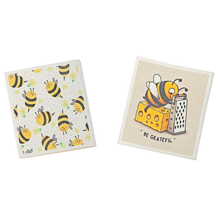 Multi Swedish Dish Cloth 2Pc Bee Grateful Assorted for wholesale on Faire