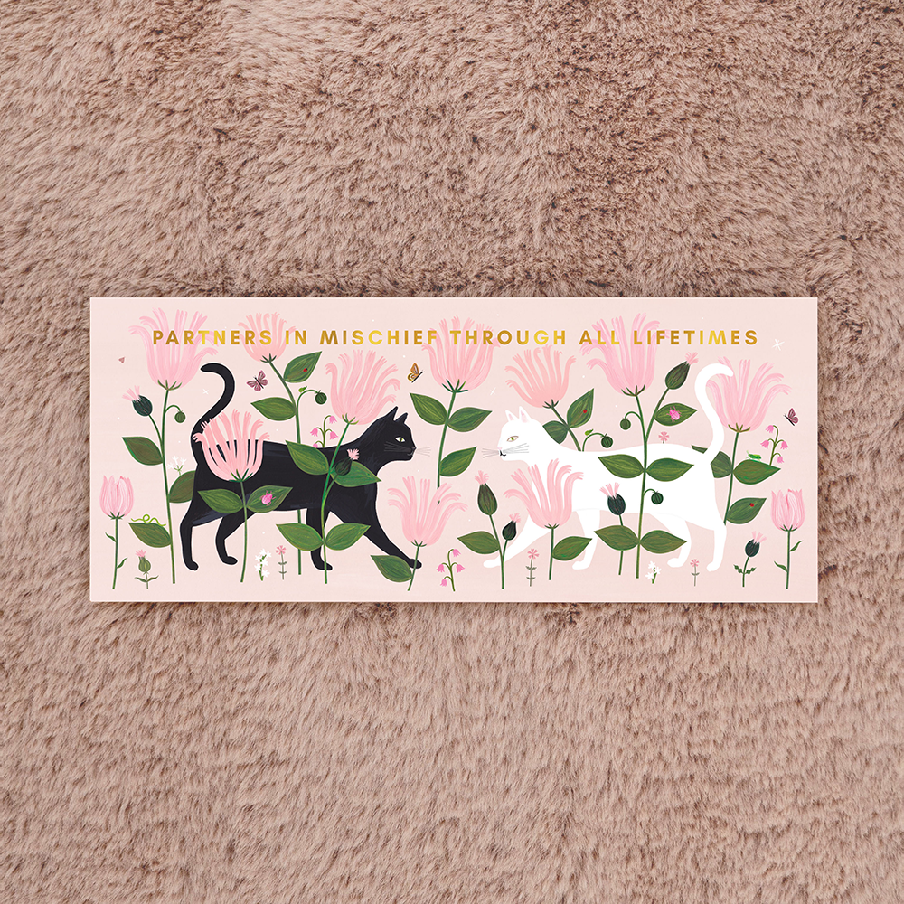 Girl w/ Knife - Wholesale Love Card - Partners in Mischief Greeting Card - Gold Foil1