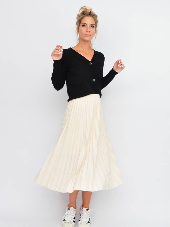 Jupe midi plissée blanche pour la vente par Kalimera Clothing Athens