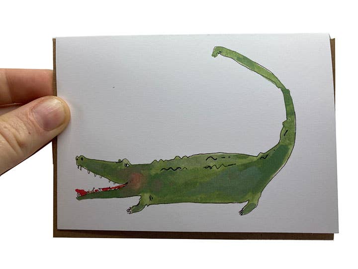 ELIZABETH GRAEBER art + illustration - Wholesale Stationery/Notecard Set - Illustrated alligator notecard with mint green envelope3
