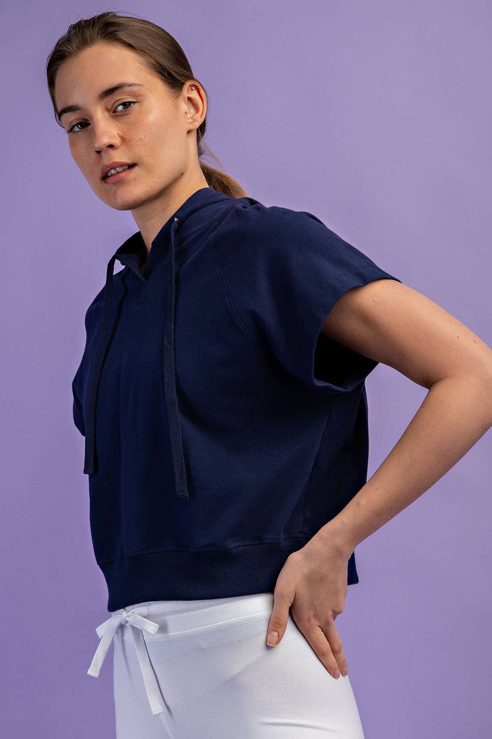 Rae Mode - Wholesale Hoodie - Women's - COTTON LYCRA SHORT SLEEVE HOODIE TOP16