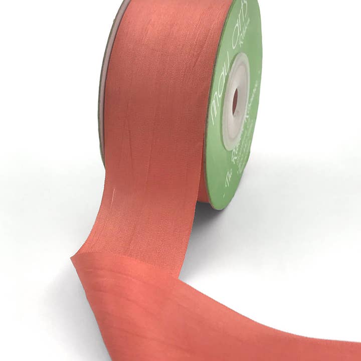 May Arts Ribbon - Wholesale Ribbon - Gift Wrapping - 1.25" Terra Cotta Hand-Dyed Woven 100% Silk Ribbon
