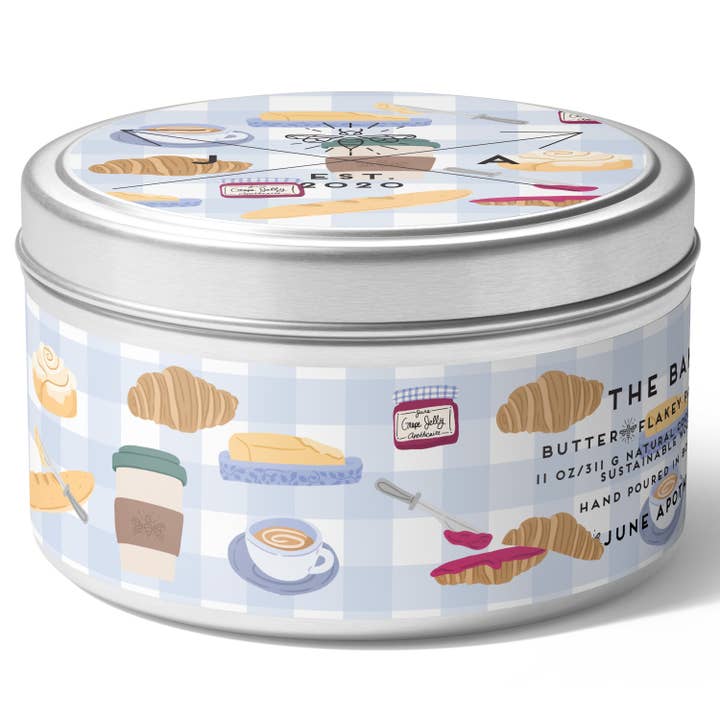 June Apothicarie - Wholesale Travel Candles - The Bakery Wooden Wick 11 oz Tin Candle2