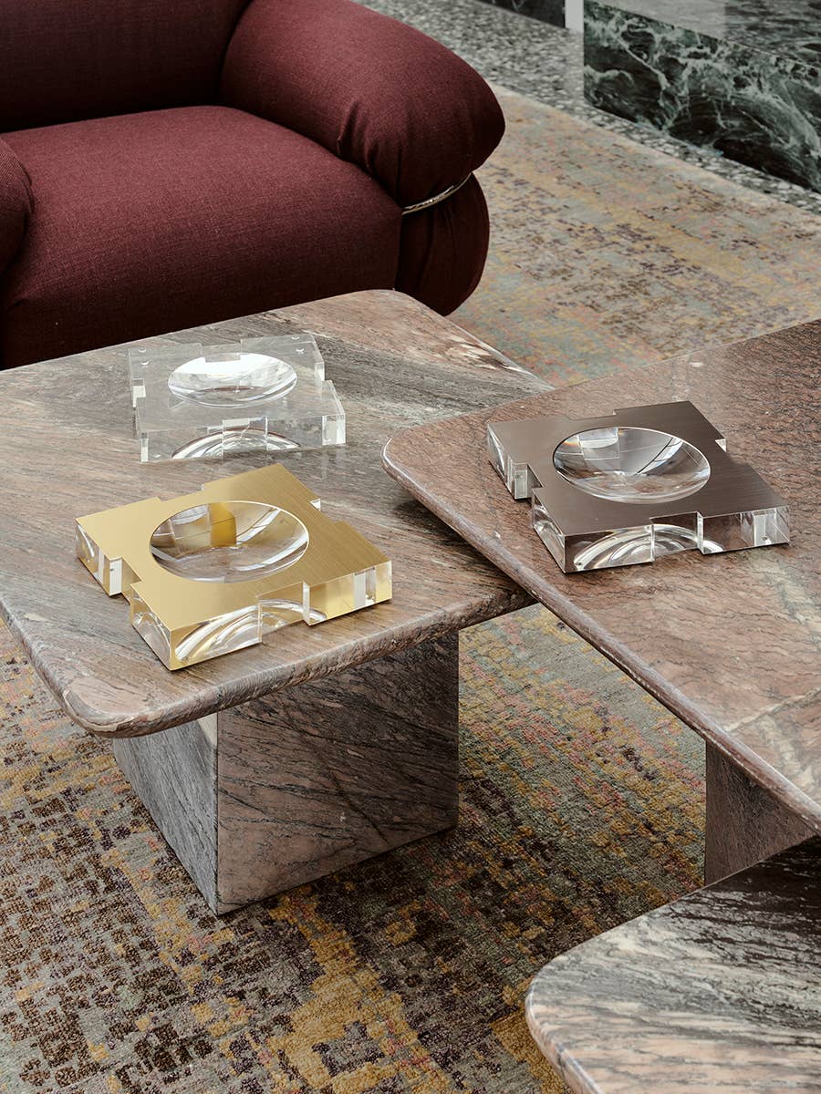 Clear Silver Carter Acrylic Bowl Brushed Platinum for wholesale on Faire2