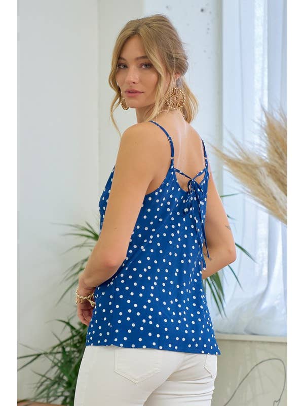 Doe and Rae - Wholesale Camisole - Women's - Polka Dot Cami With Front Cowl - 12075T18