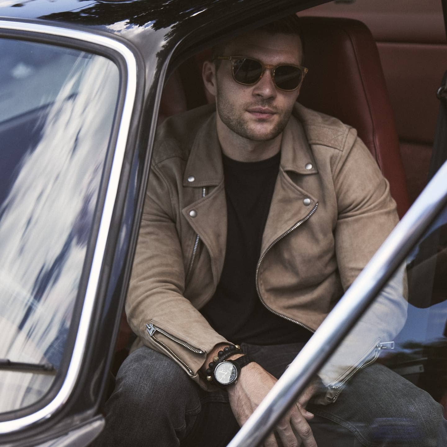 Bhoma - Mens Designer Jewelry - Wholesale Jewelry Set - Saturday Stack: CZ Bead Bracelet Paired with Leather Bracelet1