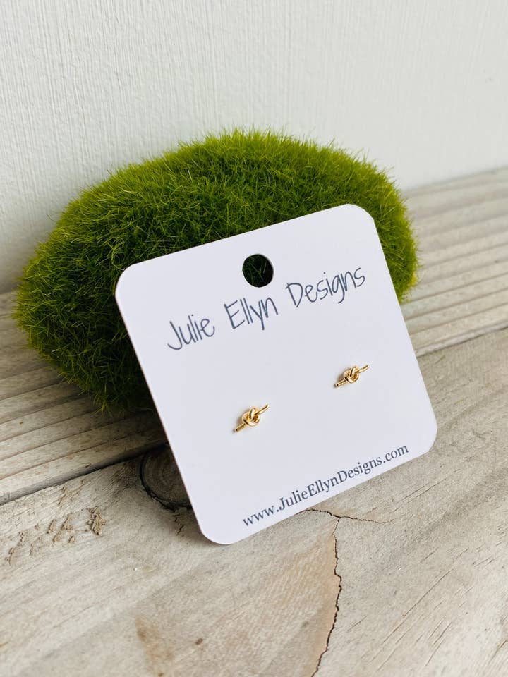 Tiny Gold Knot Stud Earrings for wholesale by Julie Ellyn Designs