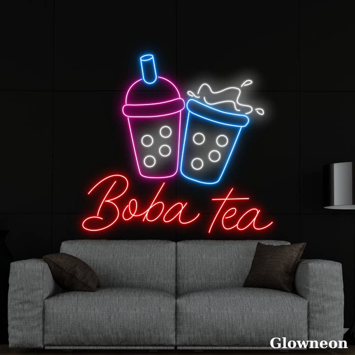 Enseigne au néon Boba Tea, décoration de boutique de thé à bulles pour la vente par Glow Neon