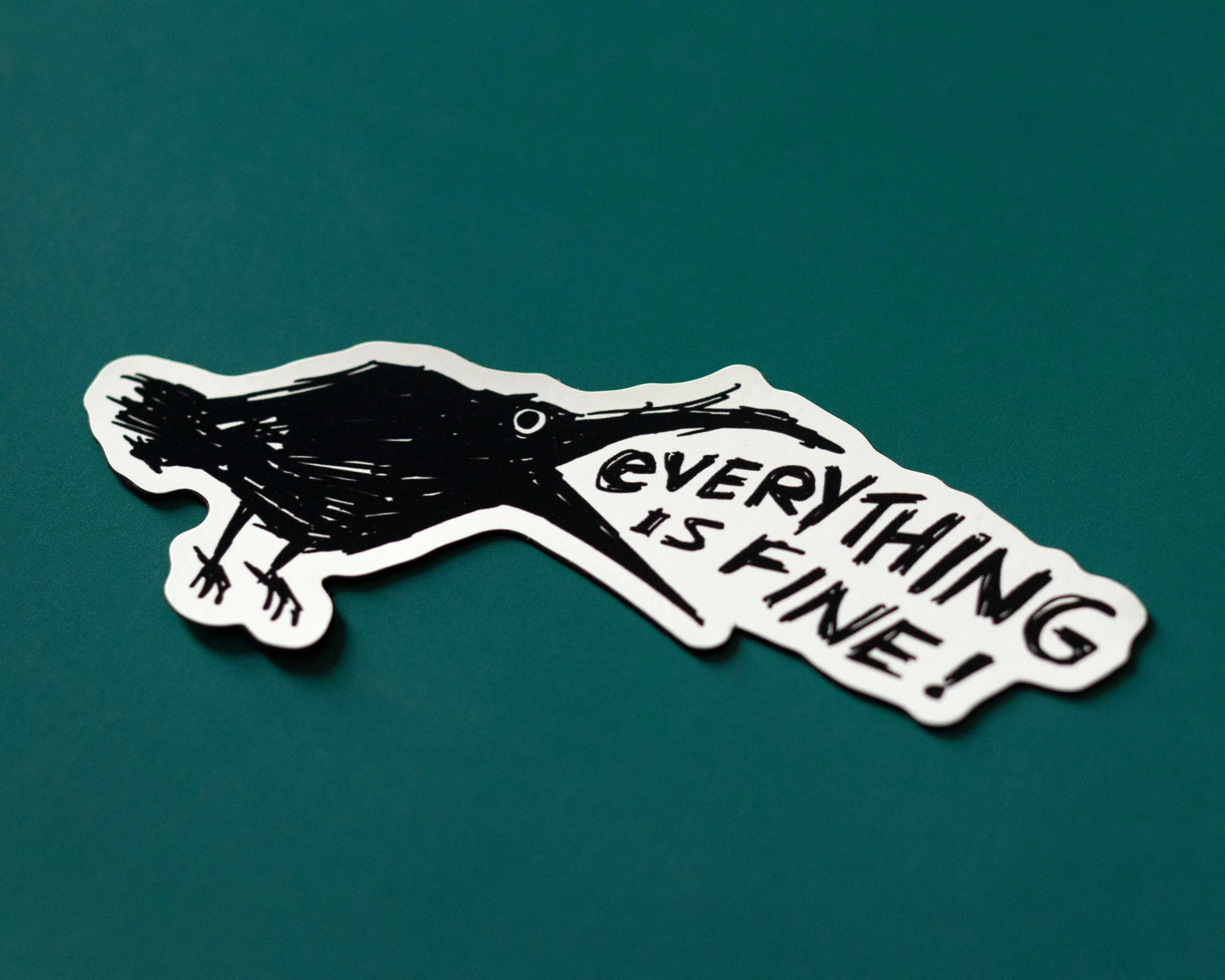 RippleSplash Studio - Wholesale Phone & Laptop Stickers - Funny Cute Crow Vinyl Sticker - Everything is Fine5