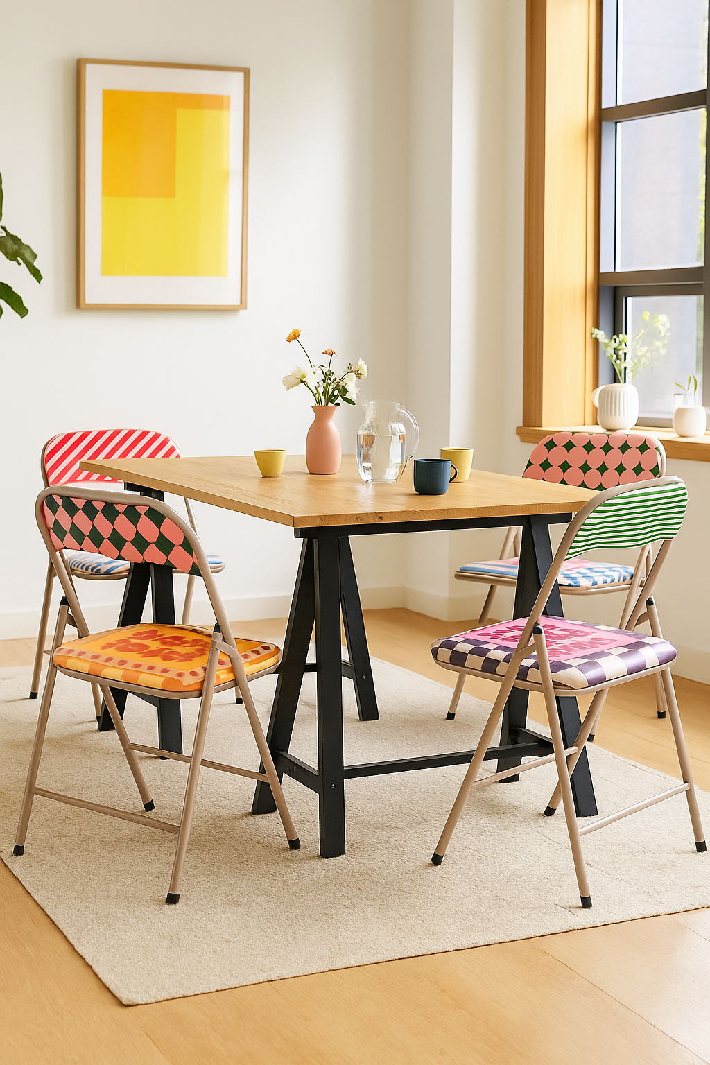 VdE Tivoli 1996 – Engroshandel Foldestol – More Amor klapstol i kulstofstålrør, 4 assorterede designs2