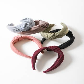 chain print denim padded headband casual cotton hairband for women
