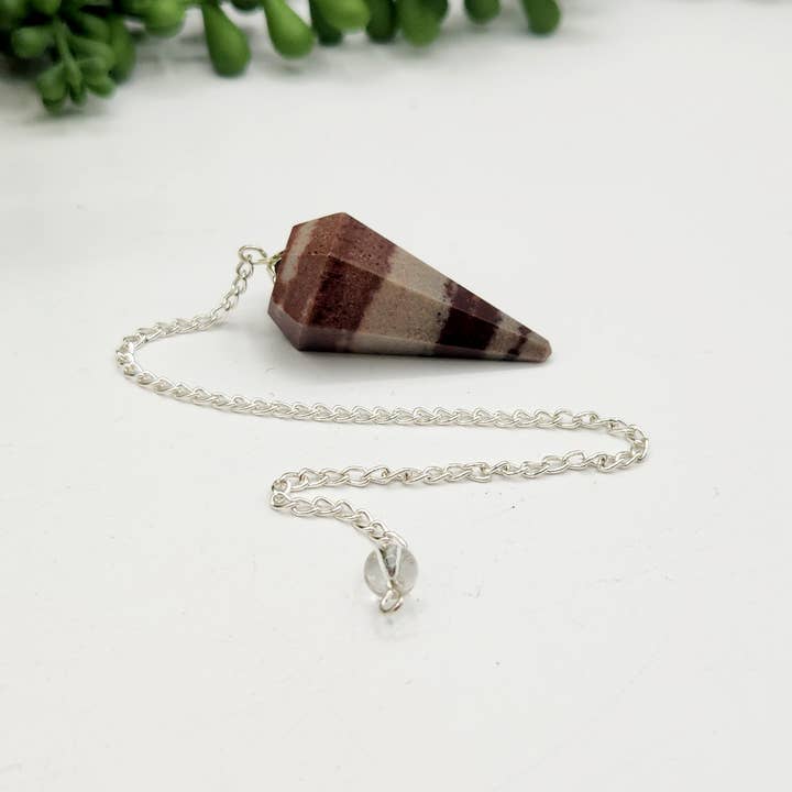 Meraki Gemstones - Wholesale Spiritual Stone/Crystal - Shiva Lingham Pendulum w/Silver Plated Chain & Clear Quartz1