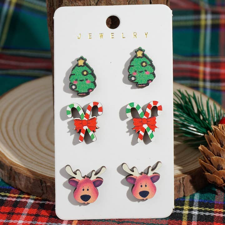 ACCITY - Wholesale Stud/Post Earrings - CHRISTMAS EARRINGS NEW ARRIVAL ELK EARRINGS SET_CWMM2616