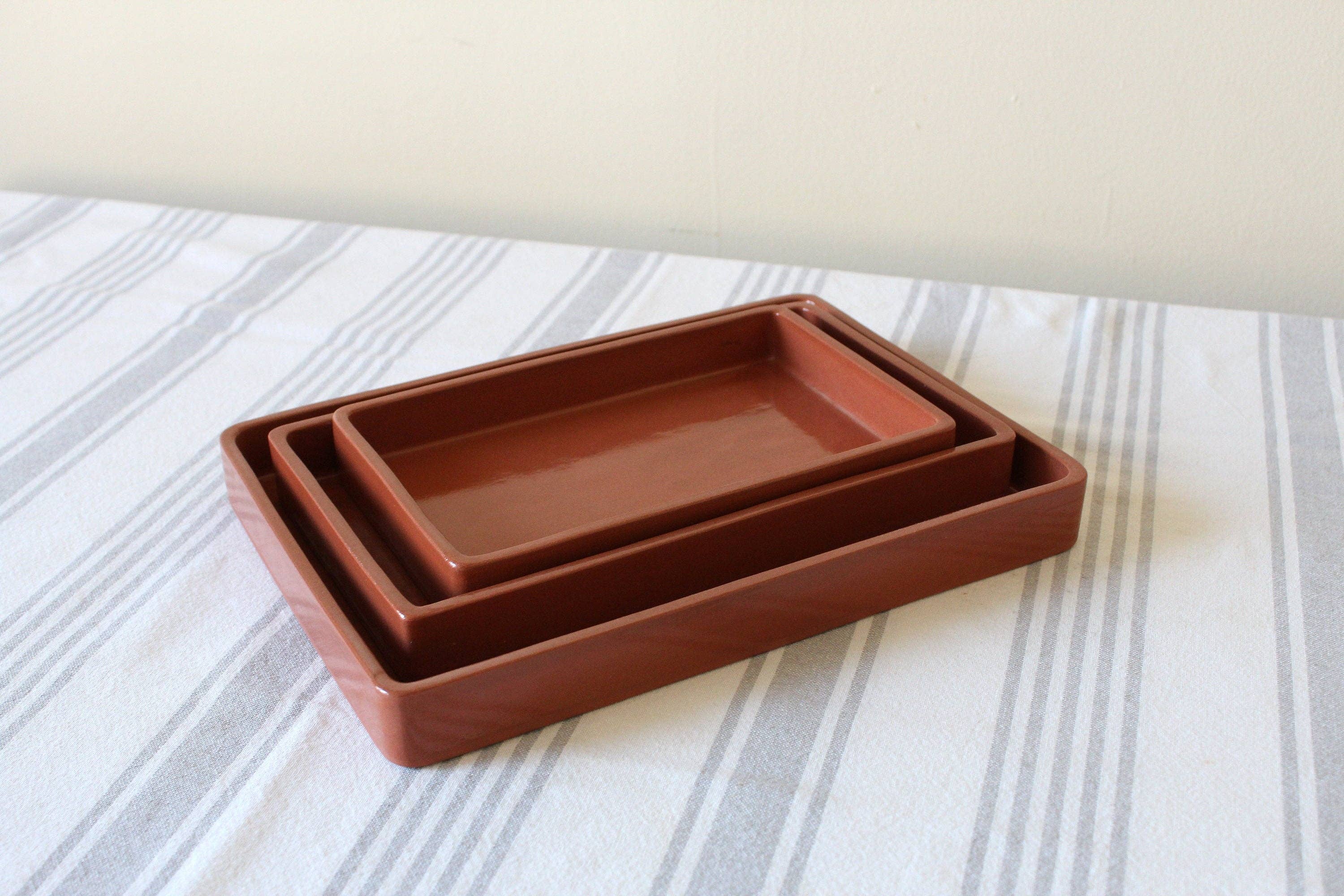 Studio Patenaude - Wholesale Decorative Tray - Rectangle Ceramic Nesting Trays | Terracotta3