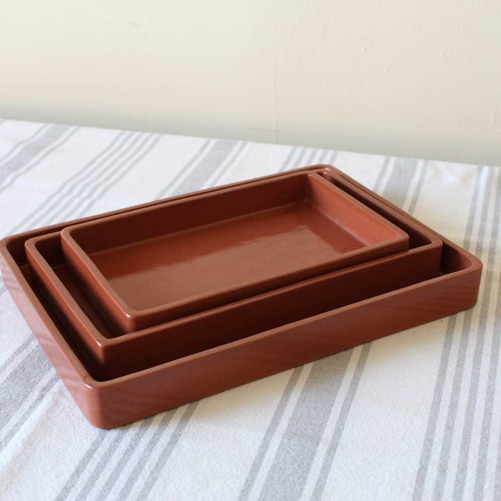 Studio Patenaude - Wholesale Decorative Tray - Rectangle Ceramic Nesting Trays | Terracotta3