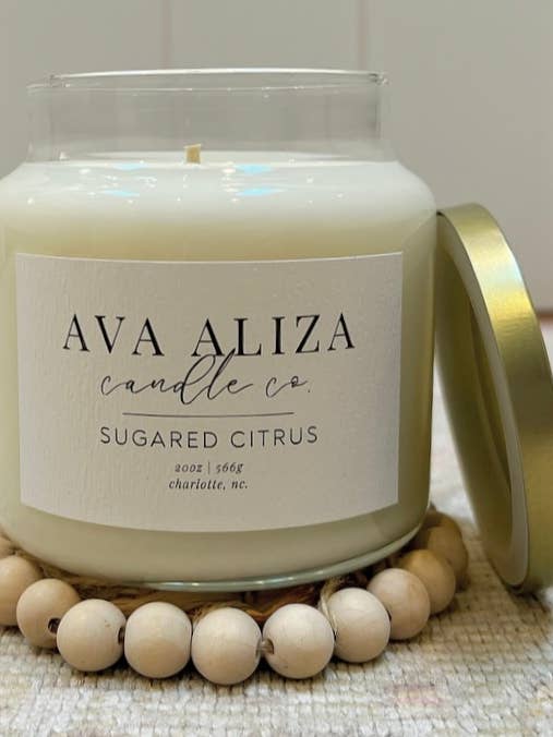 Sugared Citrus Soy Candle for wholesale by Ava Aliza Candle co