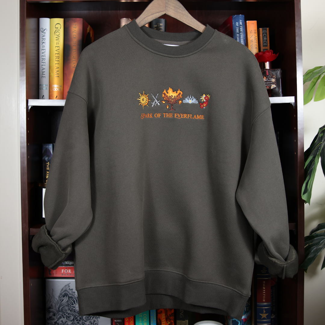 June Apothicarie - Wholesale Sweatshirt - Unisex - Spark of the Everflame Embroidered Luxury Sweat Shirt0